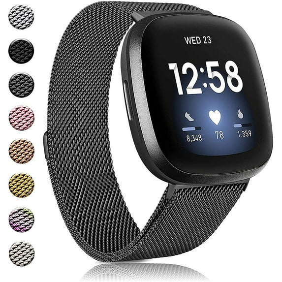 Milanese Strap for Fitbit Versa 2 /Versa/Versa Lite, Breathable Stainless Steel Loop Mesh Magnetic Adjustable Wristbands for Women Men