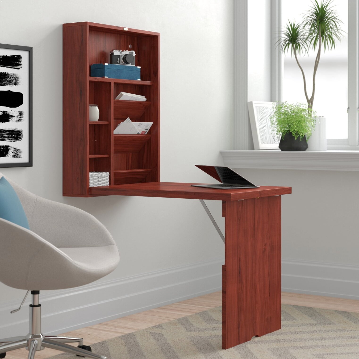 Rossville floating outlet desk with hutch