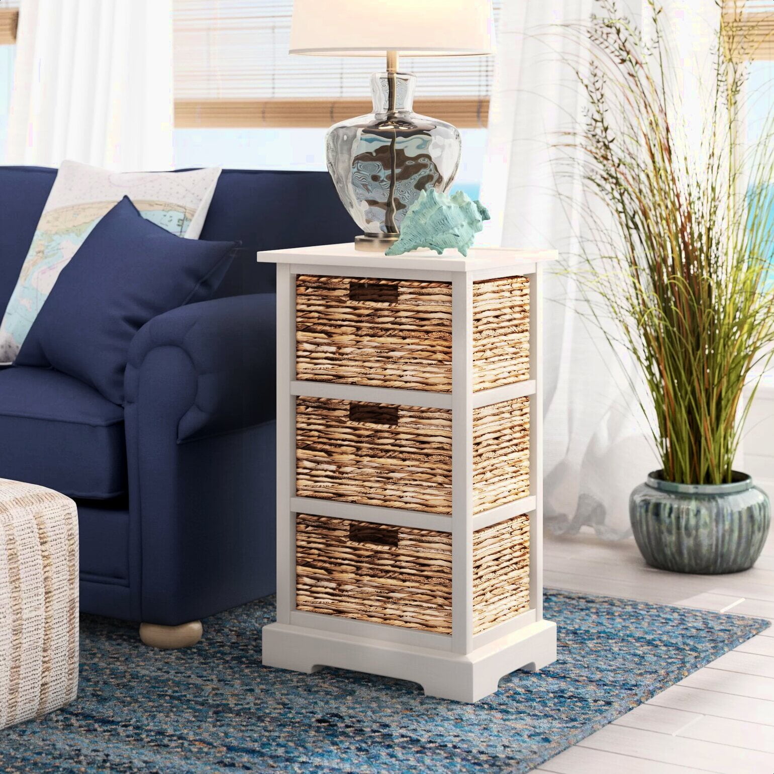 Milanhome Santa Cruz Solid Wood 3 Drawer End Table