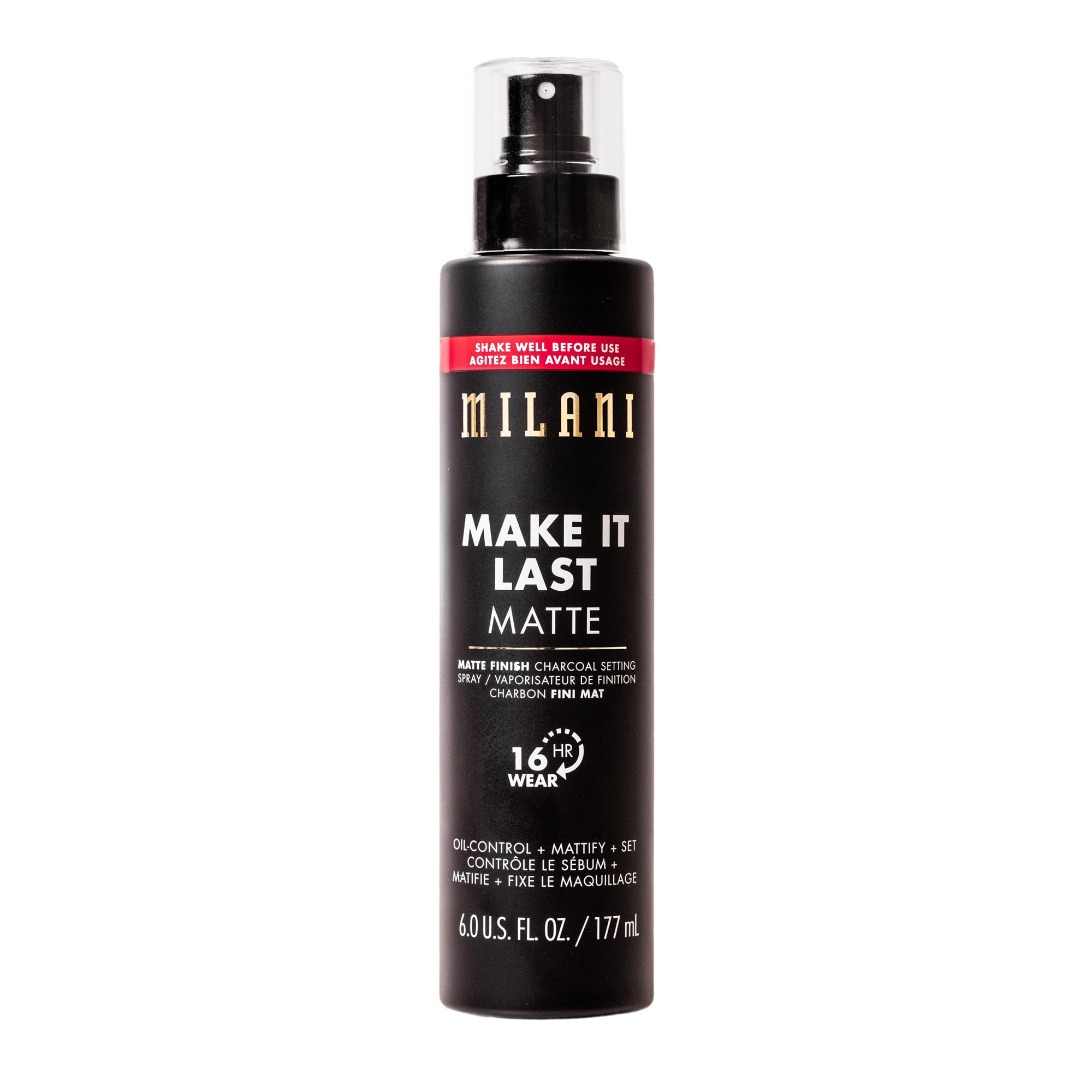Milani Make It Last Charcoal Jumbo XL Setting Spray, Matte Finish, LongLasting, Mattifying, 6