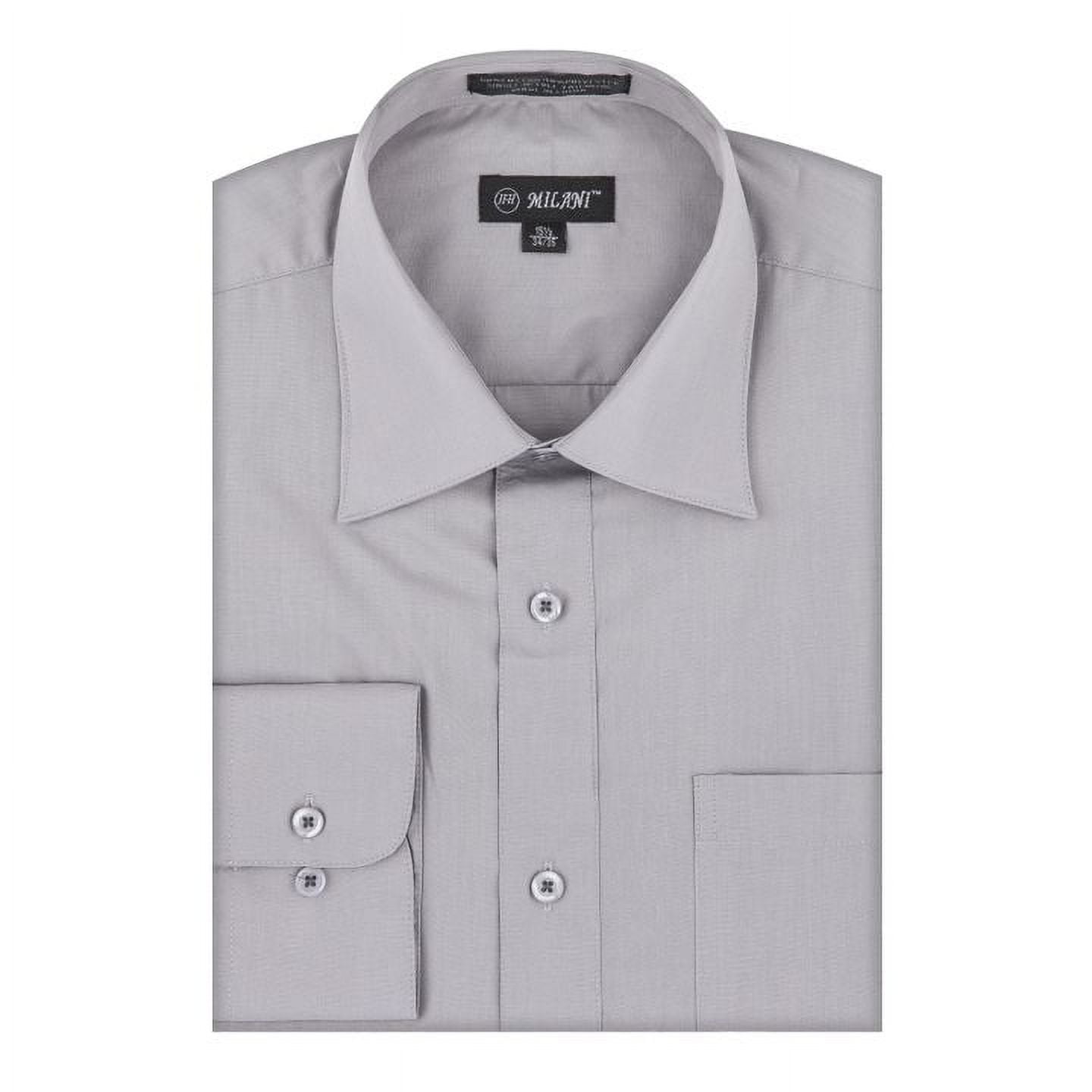 milani dress shirt Milani Men's Dress Shirt with Convertible Cuffs 14.5" Neck 32/33" Sleeve Ivory at Amazon Men's Clothing store