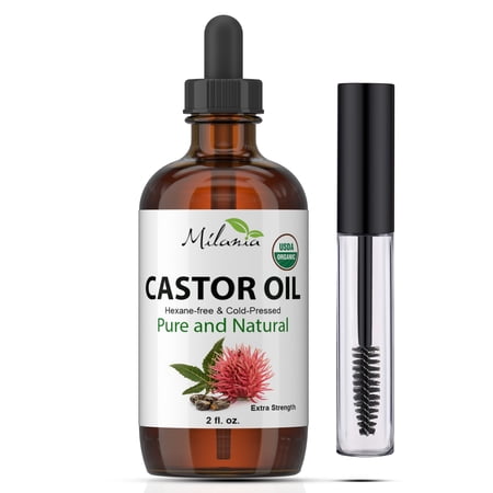 Milania Castor Oil (2oz) Organic, Extra Strength. Hexane-Free Cold-Pressed