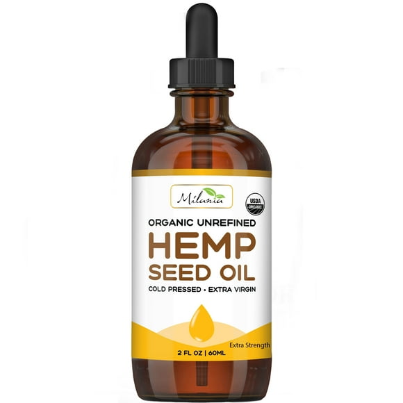 Milania Organic Hemp Seed Oil (2 fl oz)  Extra Virgin, Cold-Pressed, Extra Strength