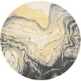 thumbnail image 1 of Milania Watercolor Effect Rug, Gargoyle Gray/Pale Yellow, 8ft x 8ft Round, 1 of 6
