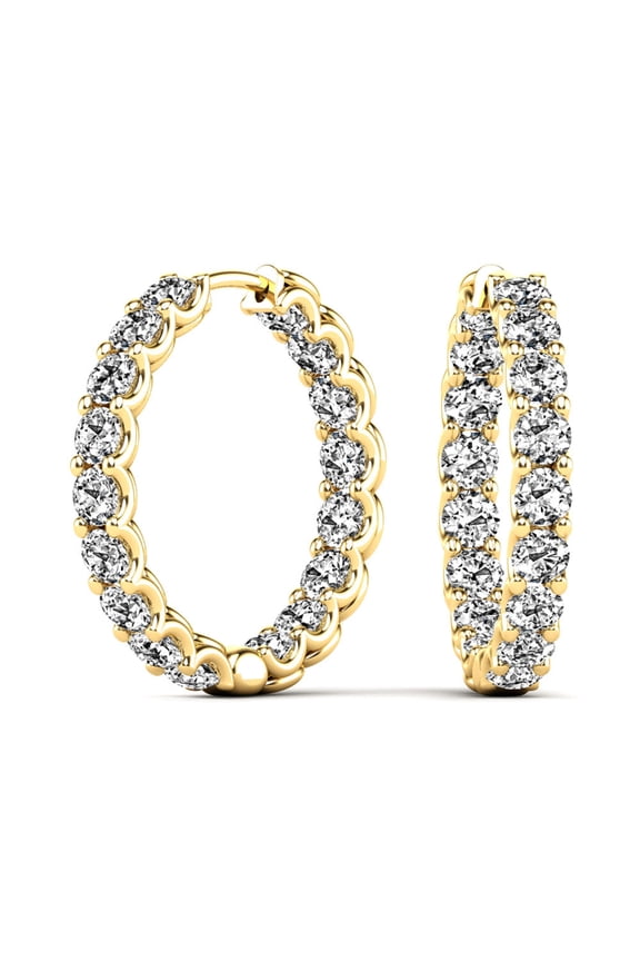 Milano - 4.5CT Round Diamond Eternity Hoop Earrings 1"