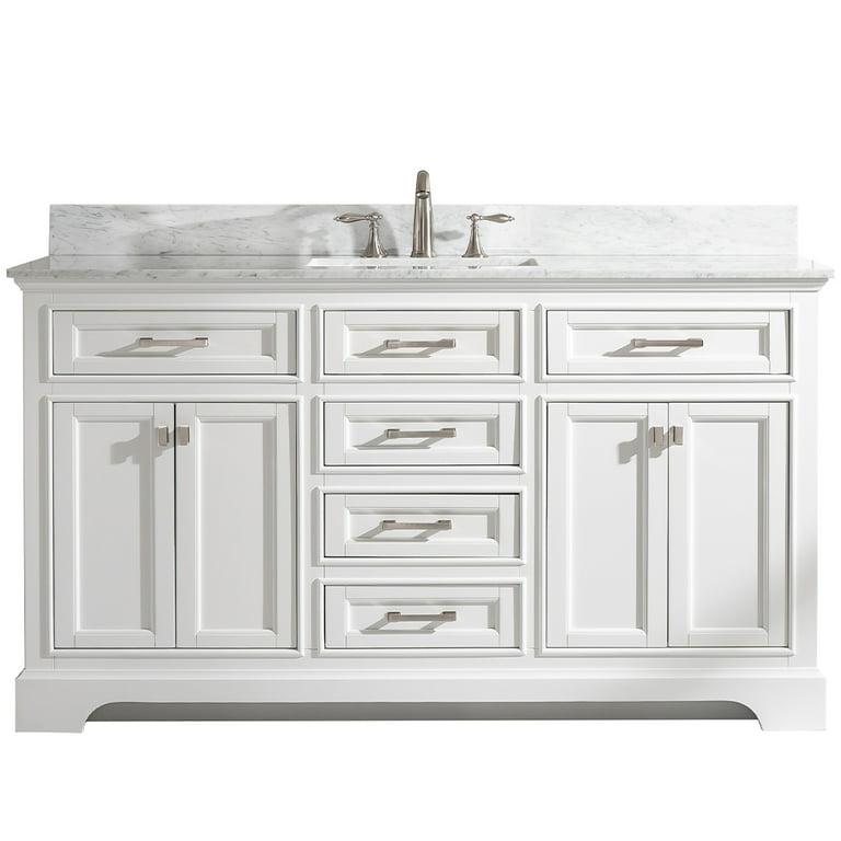 Dropship Bathroom Vanity Cabinet Set 60 Inches Double Sink, Bathroom  Storage Carrara White Marble Countertop With Back Splash to Sell Online at  a Lower Price