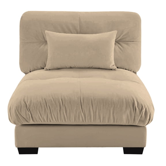 Milano Armless Sofa with Beige Fabric, Living Room