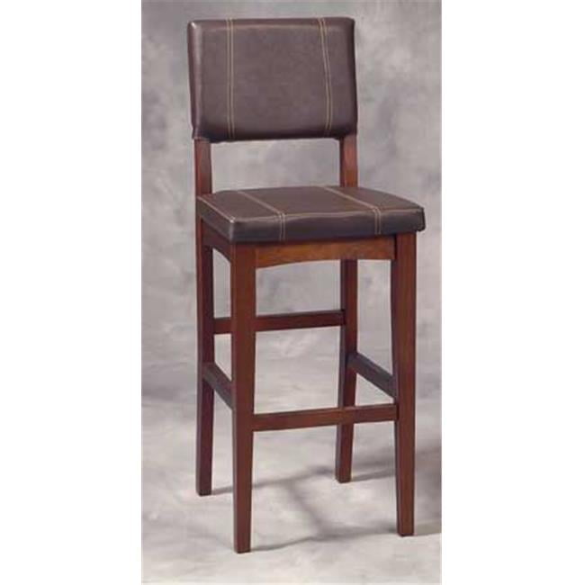 Milano Chestnut Hardwood 46'' Barstool with Dark Brown Faux Leather Seat