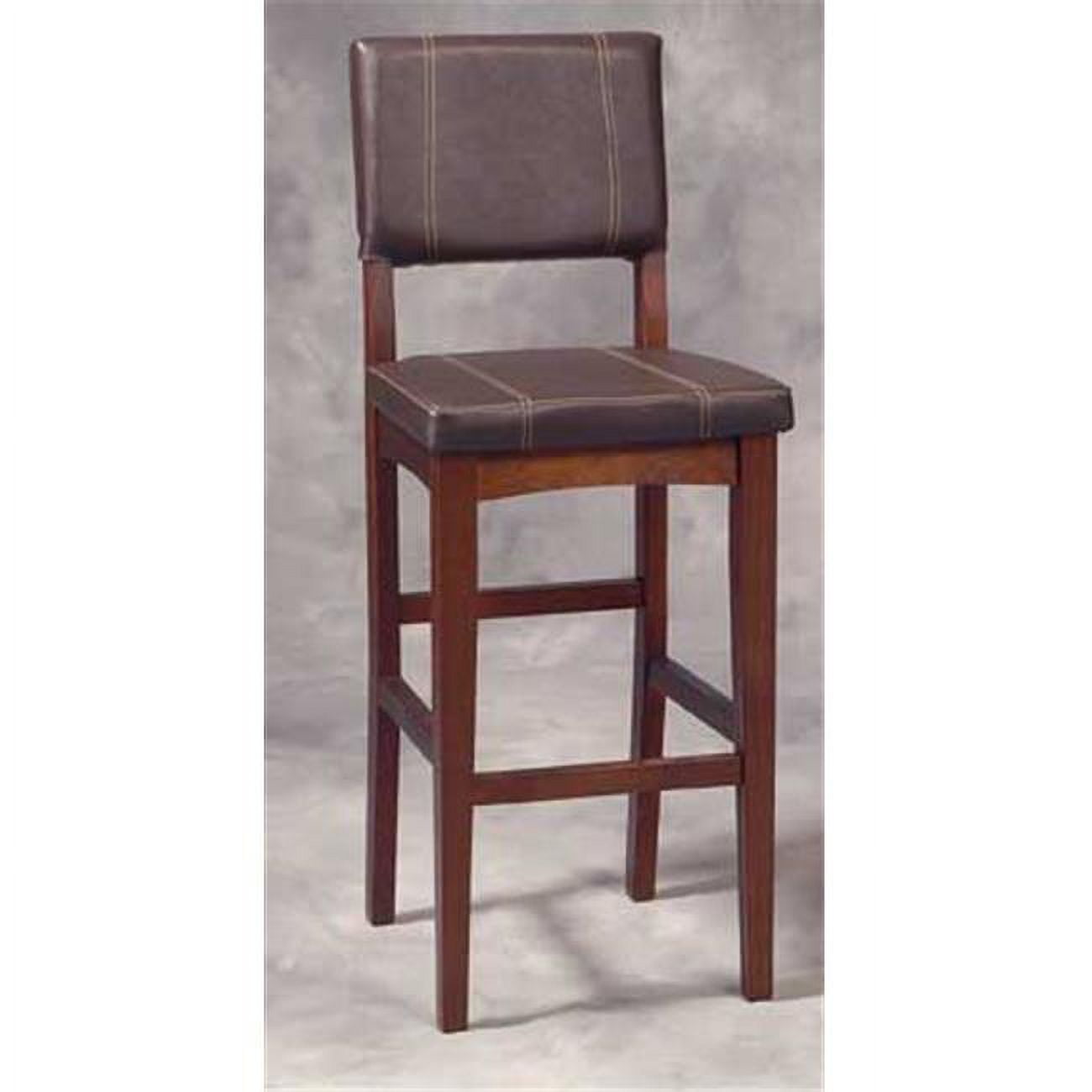 Milano Chestnut Hardwood 46'' Barstool with Dark Brown Faux Leather Seat