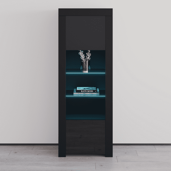 Milano Bookcase Matte Body & High Gloss Fronts, Black