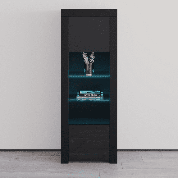 Milano Bookcase Matte Body & High Gloss Fronts, Black