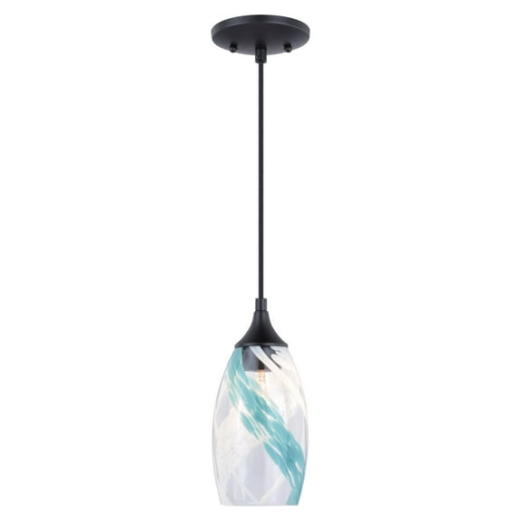 Milano Bronze Mini Pendant Ceiling Light Blue Glass