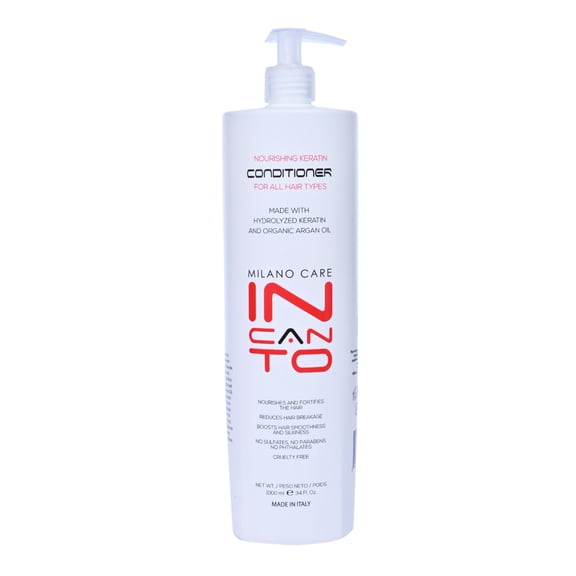 Milano Care Incanto Nourishing Keratin Conditioner  Anti-Frizz Keratin Protein Conditioner Infused with Argan Oil - Paraben & Sulfate Free Hair Smoothing & Strengthening Treatment 33.8 fl oz/1000 ml