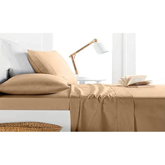 Milano Collection 1000 Thread Count 100% Egyptian Cotton 4 PC Sheet Set (King, Taupe)$$Bedding