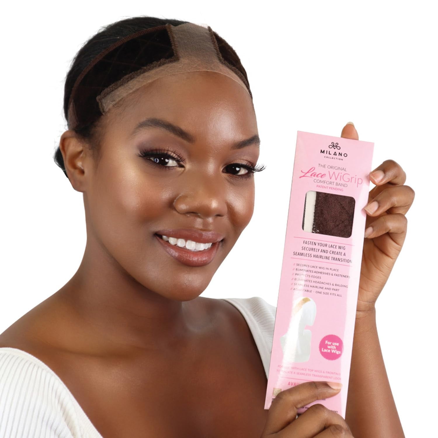 Milano Collection Chocolate Brown Lace Original WiGrip Comfort Wig Grip Adjustable Wig Grip Band for Glueless Wigs, One Size Wig Band