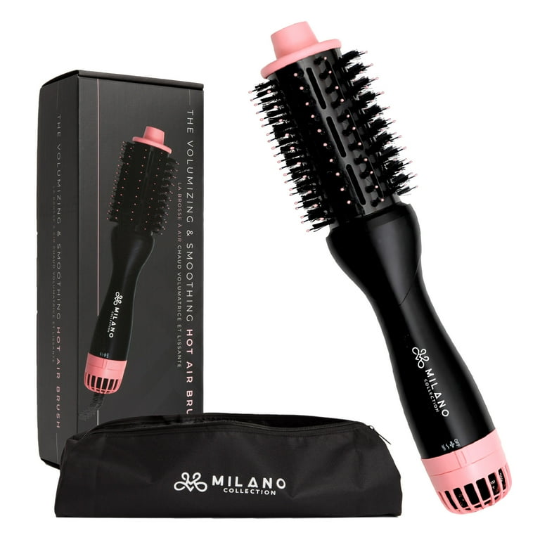Milano Collection Volumizing Smoothing Hot Air Brush Blowdry Hairbrush for Quick and Easy Styling. Ideal for Wigs Natural Hair. Includes Free Bag