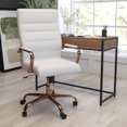 Milano Contemporary HighBack Faux Leather Office Chair with Padded Rose Gold Arms