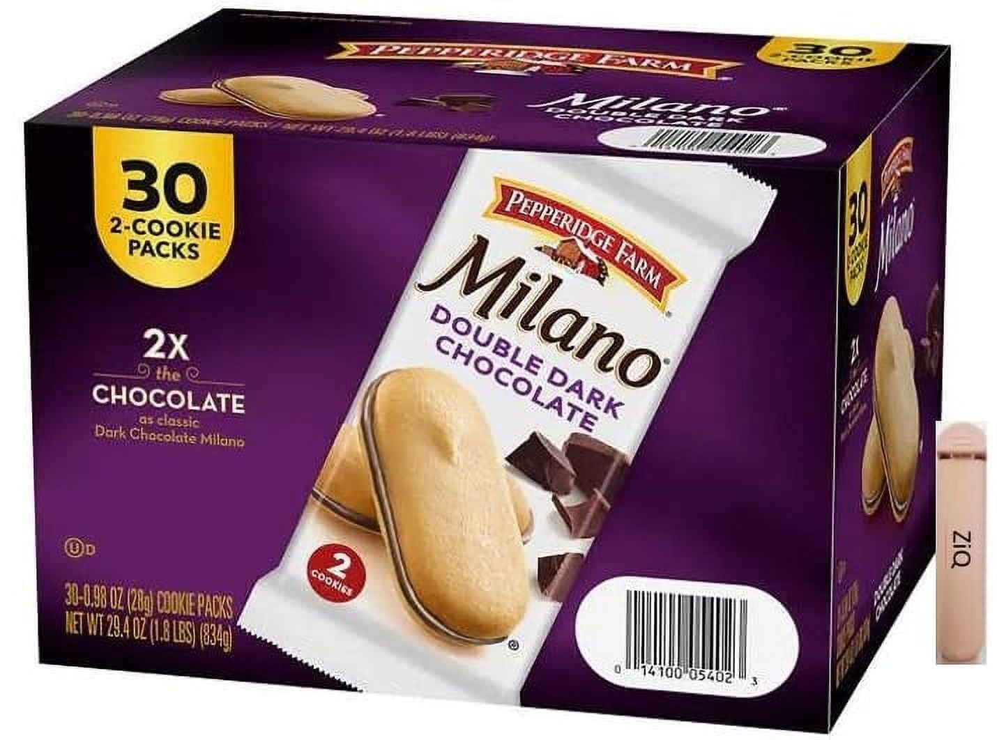 Milano, Cookies, Double Dark Chocolate, 29.4 oz, Multi-pack, 30 count - 0.98 OZ (28g) Cookie Packs /  clip 1pc