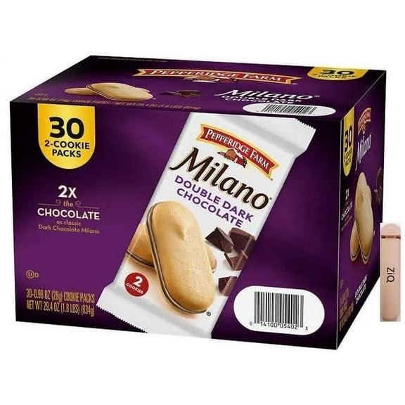 Milano, Cookies, Double Dark Chocolate, 29.4 oz, Multi-pack, 30 count - 0.98 OZ (28g) Cookie Packs /  clip 1pc
