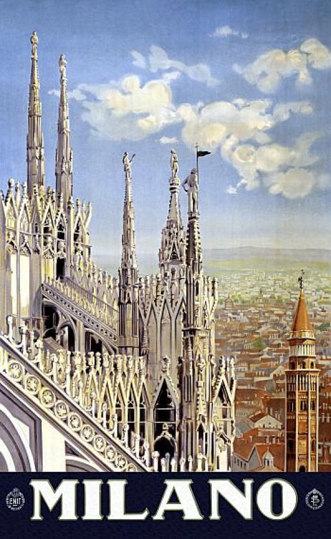 Milano Italy Cathedral Vintage Travel Canvas Art - (18 x 24)