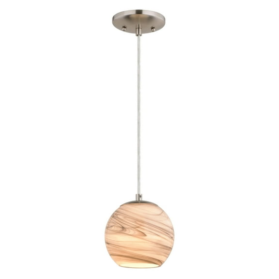 Milano LED Compatible Satin Nickel Transitional Mini Pendant Ceiling Light Multi Color Art Glass