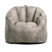 Big Joe Milano Large Bean Bag Chair for Kids, Teens, Adults, Cement Blazer, Lightweight Seat for Reading Nook and Gaming Vegan Leather, 3.5 foot Refillable