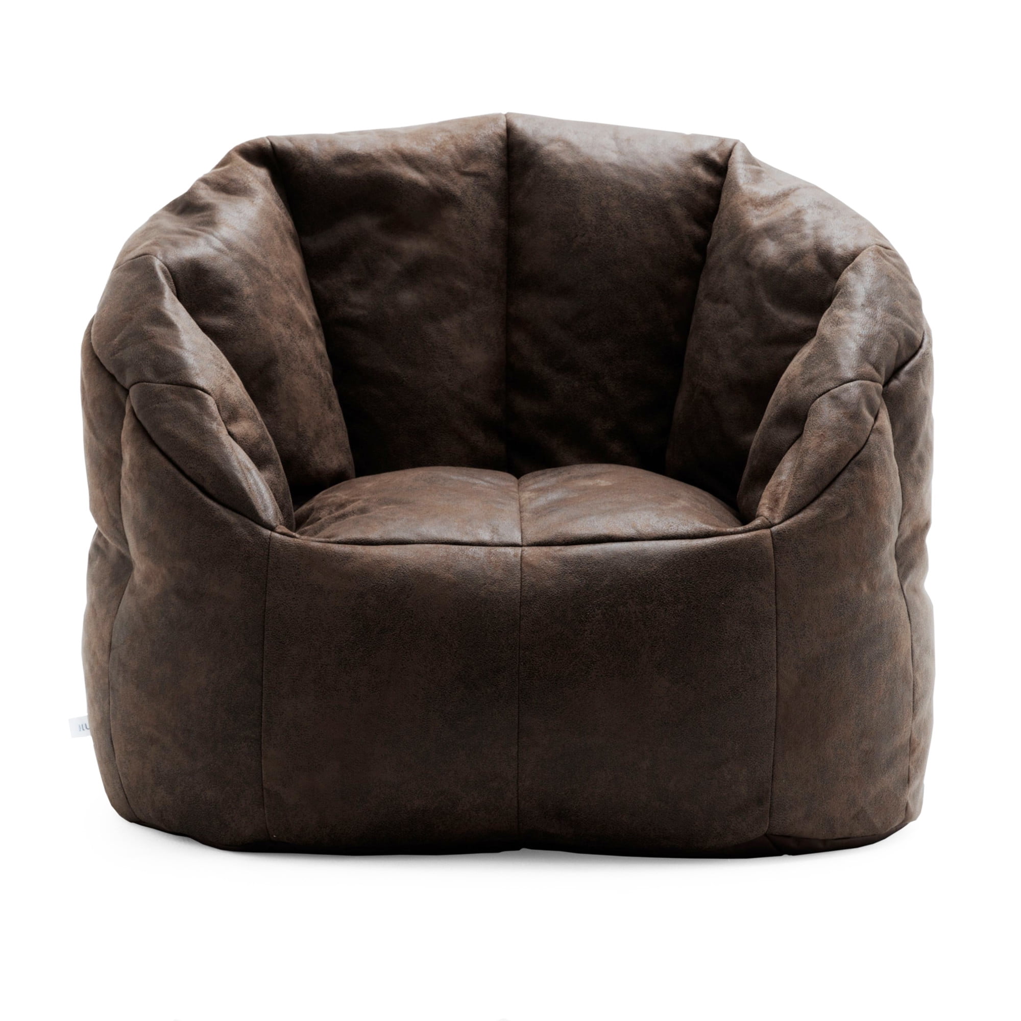 Espresso Vegan Leather Large Bean Bag Chair with Structured Back