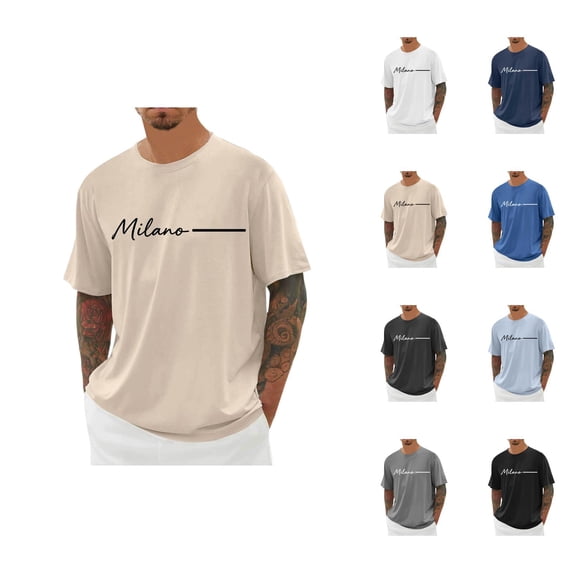 Milano Letter Graphic Tees for Men Summer Short Sleeve Crewneck Casual Italia Milan Travel T Shirts Streetwear
