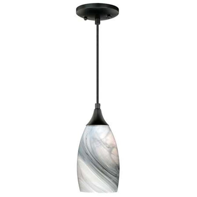 Contemporary Marble Swirl Glass Mini Pendant in Oil Rubbed Bronze