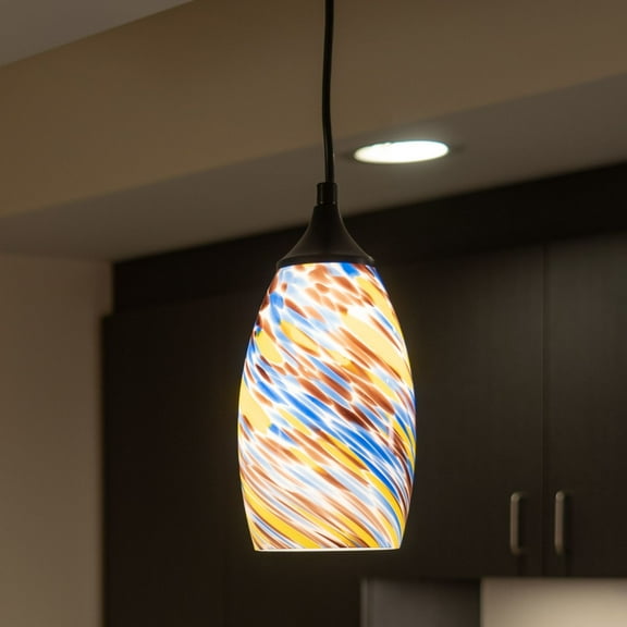 Milano 4.75" Mini Pendant Terra Tide Glass Matte Black