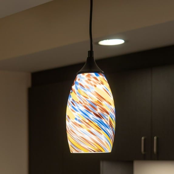 Milano 4.75" Mini Pendant Terra Tide Glass Matte Black