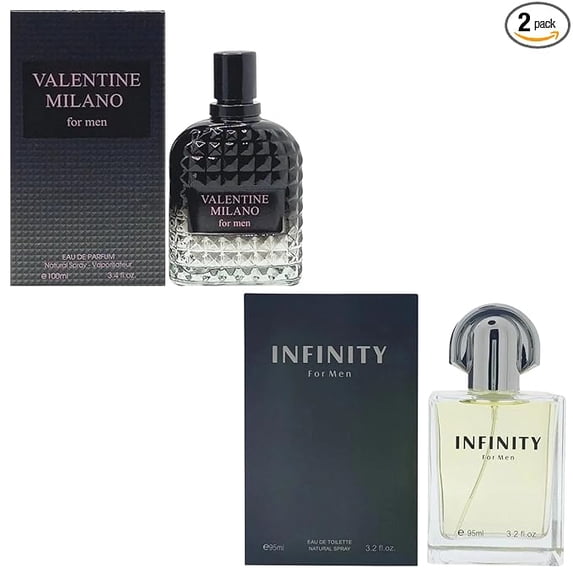 Men’s Cologne Set 2 Pack – Milano Men & Infinity Eau de Parfum 100ml Each – Long Lasting Fresh Aquatic Woody Fragrance for Men – Clean Everyday Cologne Gift Set