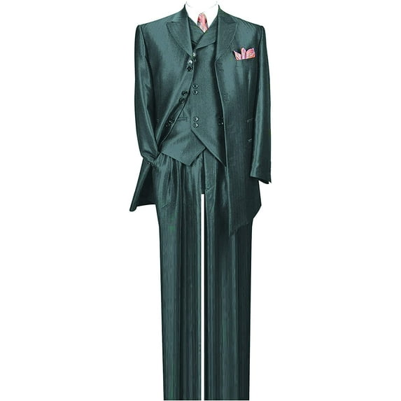 Milano Moda Herring Bone Stripe High Fashion Suit with Vest Pants 5264