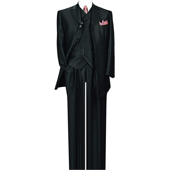 Milano Moda Herring Bone Stripe High Fashion Suit with Vest  Pants 5264