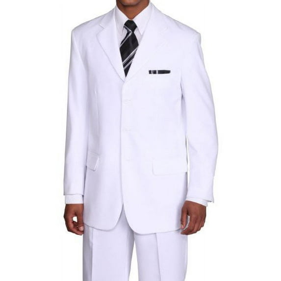 Milano Moda Men's 3 Button Single Breasted Dress Suit 802-White-44Regular-38Pants