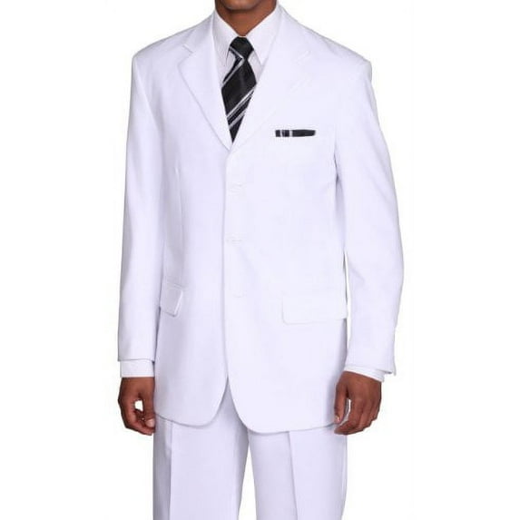 Milano Moda Men's 3 Button Single Breasted Dress Suit 802-White-46Short-40Pants