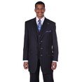 thumbnail image 1 of Milano Moda Men's 3pc Gangster Pin-striped Three Button Suit 5903 w/ Vest Navy, 1 of 2