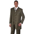 thumbnail image 1 of Milano Moda Men's 3pc Gangster Pin-striped Three Button Suit 5903 w/ Vest Olive, 1 of 2