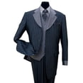 thumbnail image 1 of Milano Moda Pinestripe Fashion Suit with Contrast Collar, Cuffs & Vest 2911-Navy-48R, 1 of 2
