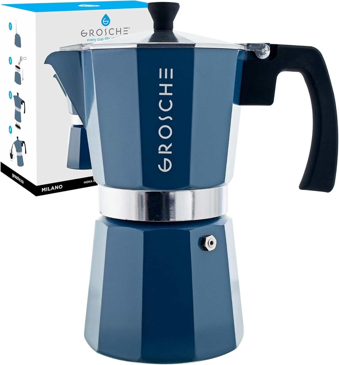 Milano Moka pot, Stovetop Espresso maker, Greca Coffee Maker, Stovetop