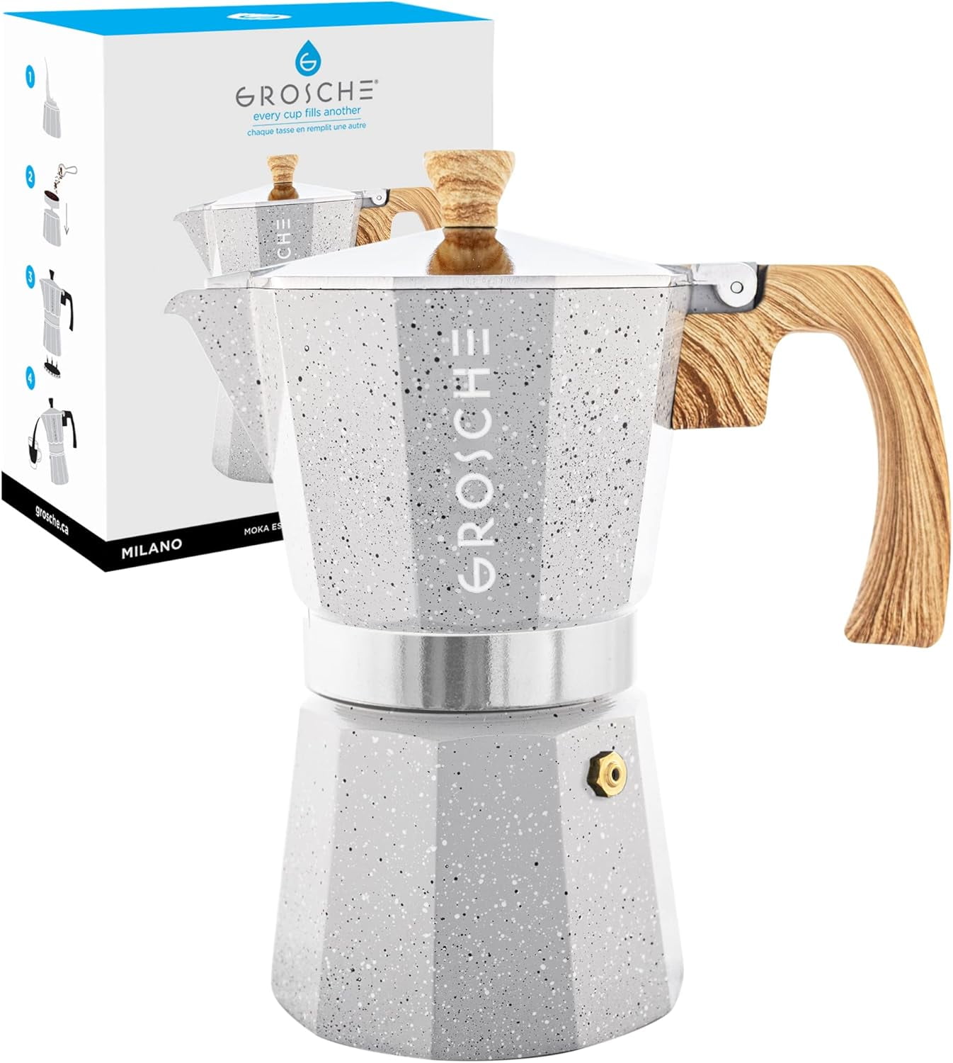 Milano Moka pot, Stovetop Espresso maker, Greca Coffee Maker, Stovetop