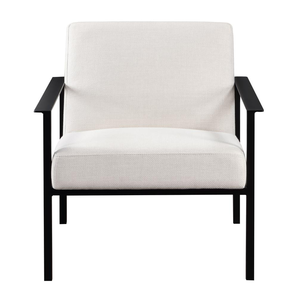 Milano Oatmeal White Metal Frame Accent Chair