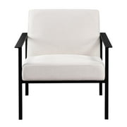 Milano Polyester Oatmeal Cream Stationary Black Metal Accent Chair