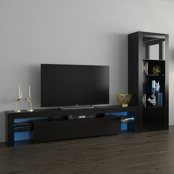 Milano Set 200-BK Modern Wall Unit Entertainment Center