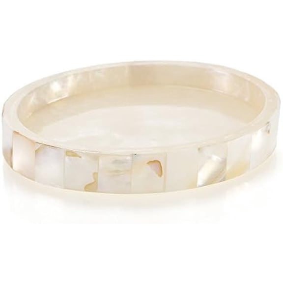 Milano Soap Dish for Bathroom - Decorative Dry Bar Holder Finished in Beautiful Mother of Pearl - Durable Resin Design - Best Dishes for Sink/Bath/Shower/Bathtub Decor