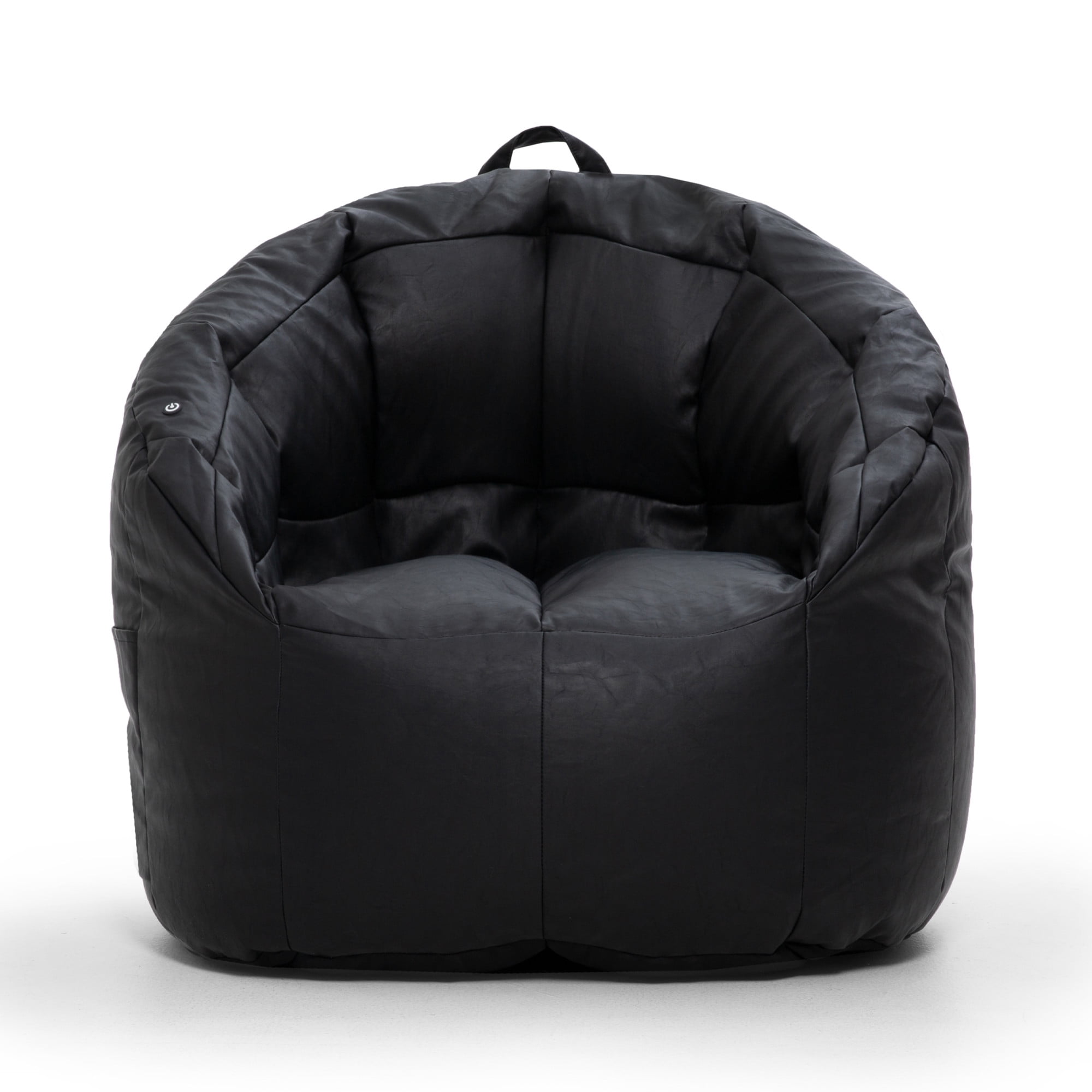 Big Joe Milano w/ Vibe Vibrating Massage Bean Bag Chair for Kids, Teens, Adults, Black Montana, Vegan Leather, Lightweight Seat for Reading Nook and Gaming 2.5 foot Refillable