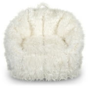 Big Joe Milano Bean Bag Chair, Ivory Shag, Soft Faux Fur, 2.5 feet