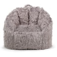thumbnail image 1 of Big Joe Milano Bean Bag Chair, Gray Shag, Soft Faux Fur, 2.5 feet, 1 of 9