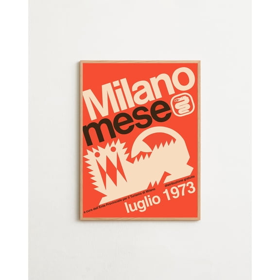 Milanomese Travel Poster Remastered, Ilio Negri, Milan Mid Century Modern Wall Art, Poster Only