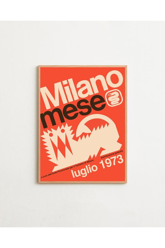 Milanomese Travel Poster Remastered, Ilio Negri, Milan Mid Century Modern Wall Art , Poster Print Only